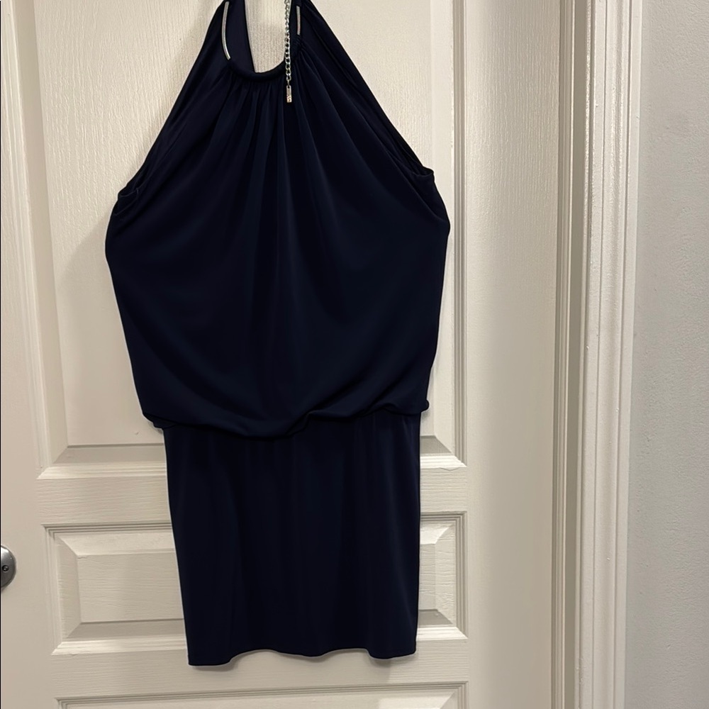 Elegant Navy Halter Dress